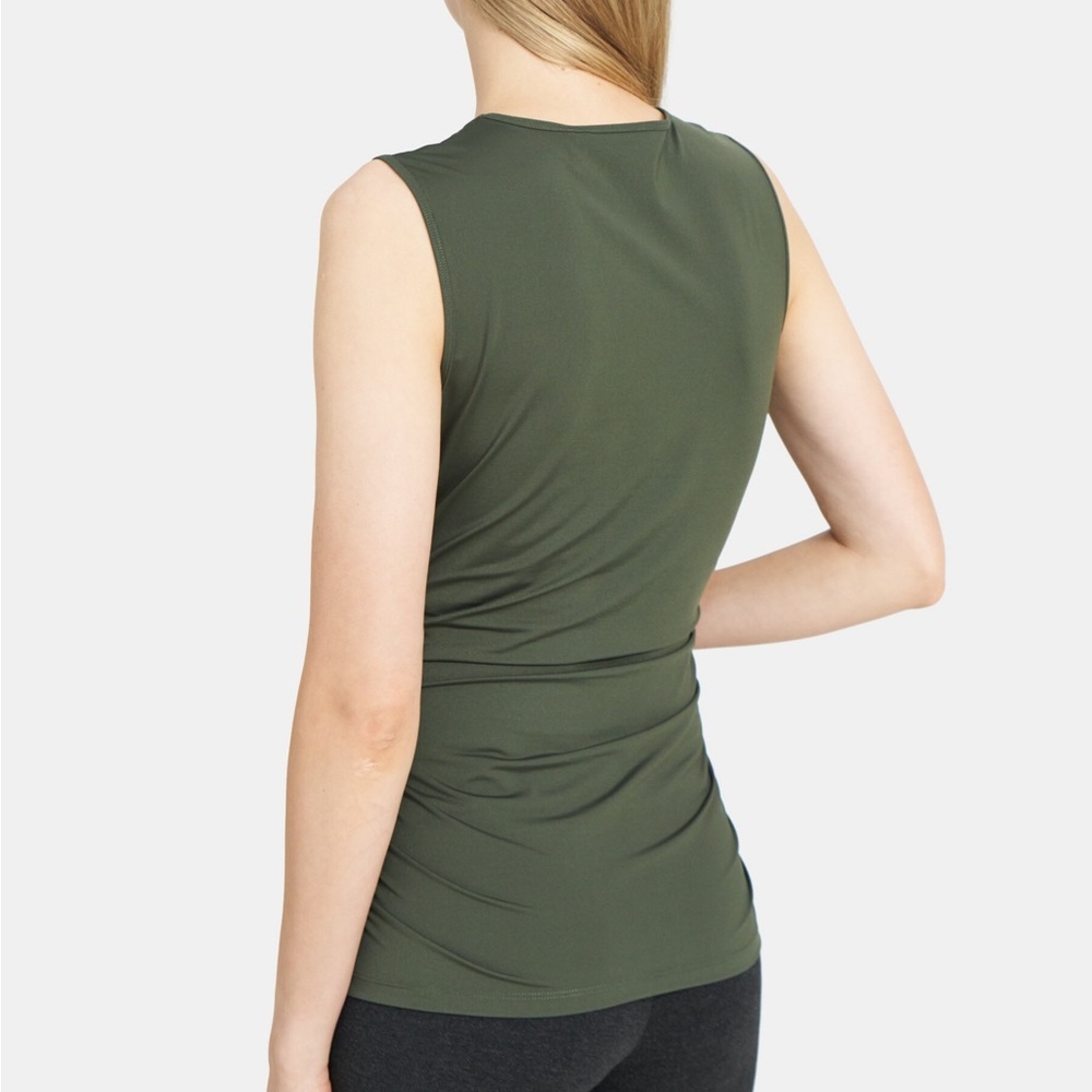 Theory green ruched travel jersey tank top - Picture 3 of 10